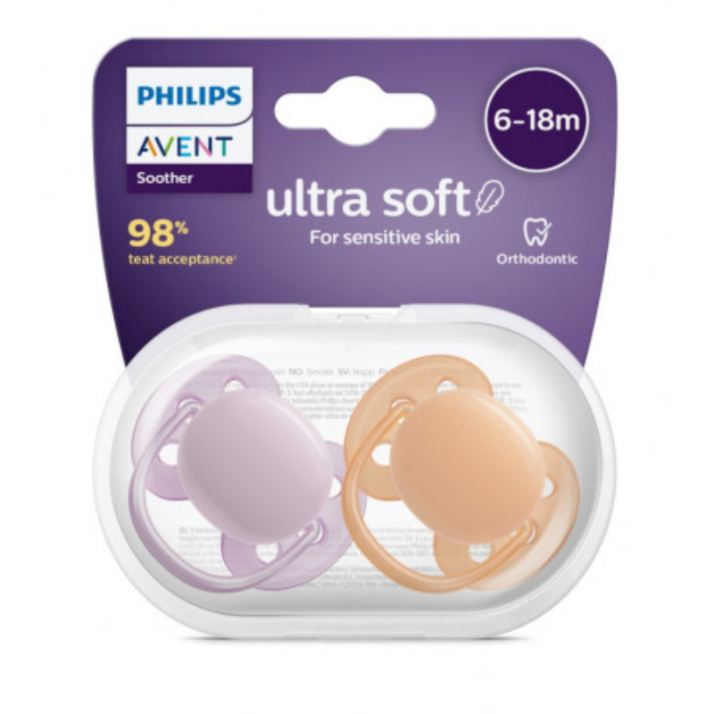 Lot de 2 sucettes Ultra Douce 6-18 m PHILIPS AVENT Mix Uni