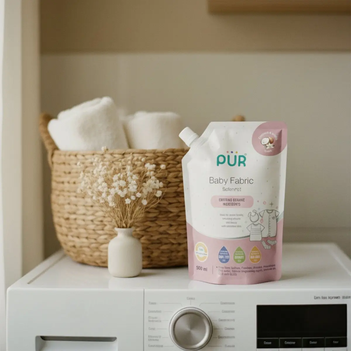Adoucissant pour linge bébé PUR, formule extra douce, 500 ml