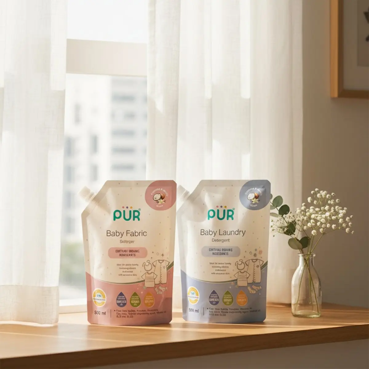 Adoucissant pour linge bébé PUR, formule extra douce, 500 ml
