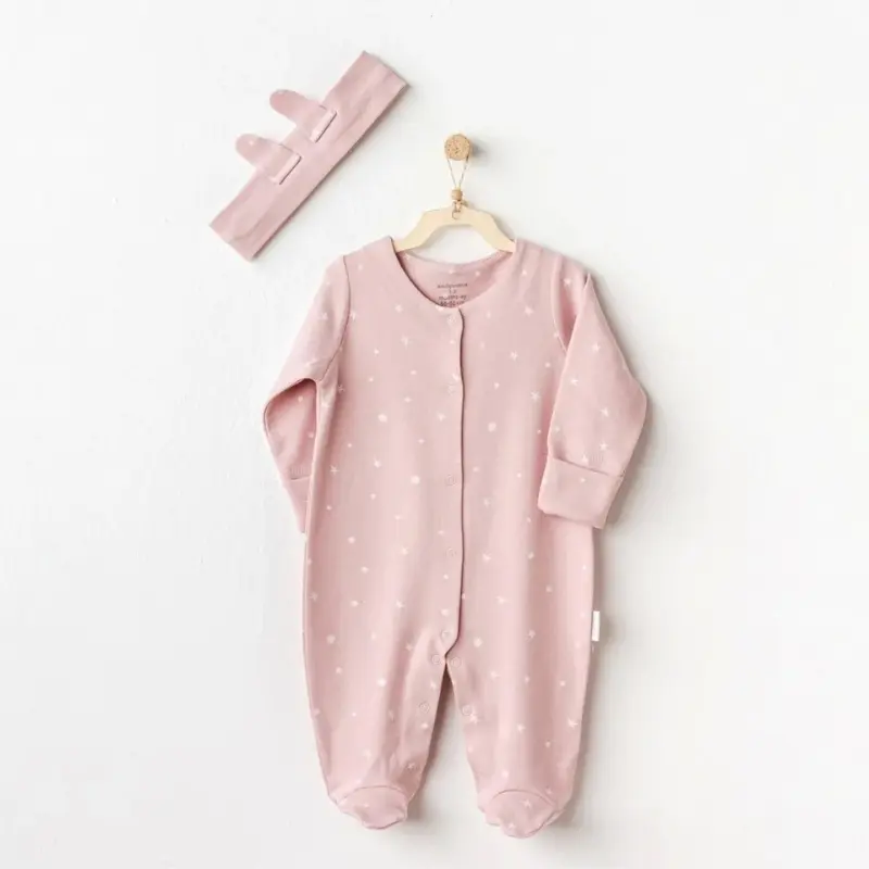 xx Andy Wawa Ac25044 Ensemble combinaison bébé gazelle chiot écru rose
