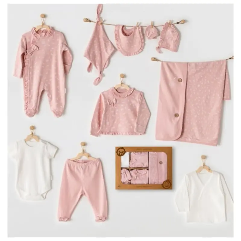 Andywawa AC23061 Ensemble de 10 pièces pour nouveau-né, motif floral, 100 % coton biologique