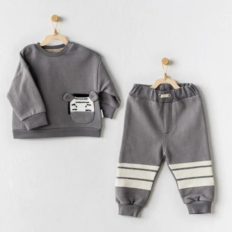 Andywawa AC24154 Ensemble bébé 2 pièces Petit Zèbre Gris