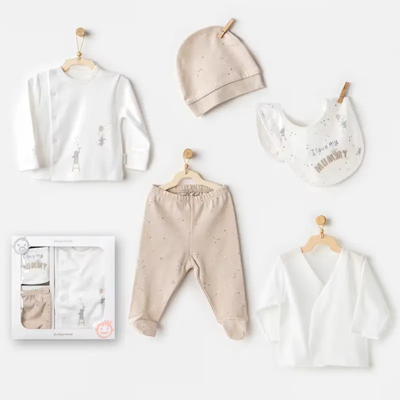 xx Andywawa Coffret de sortie d'hôpital 5 pièces beige