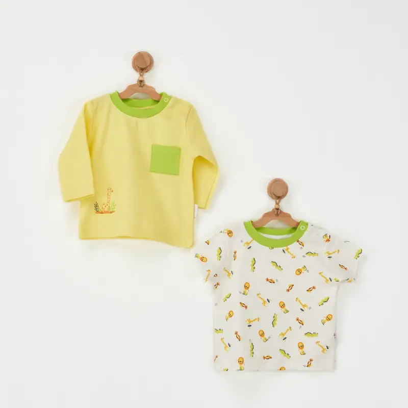 Andywawa Curocodile Lot de 2 t-shirts pour bébé AC22537 Jaune