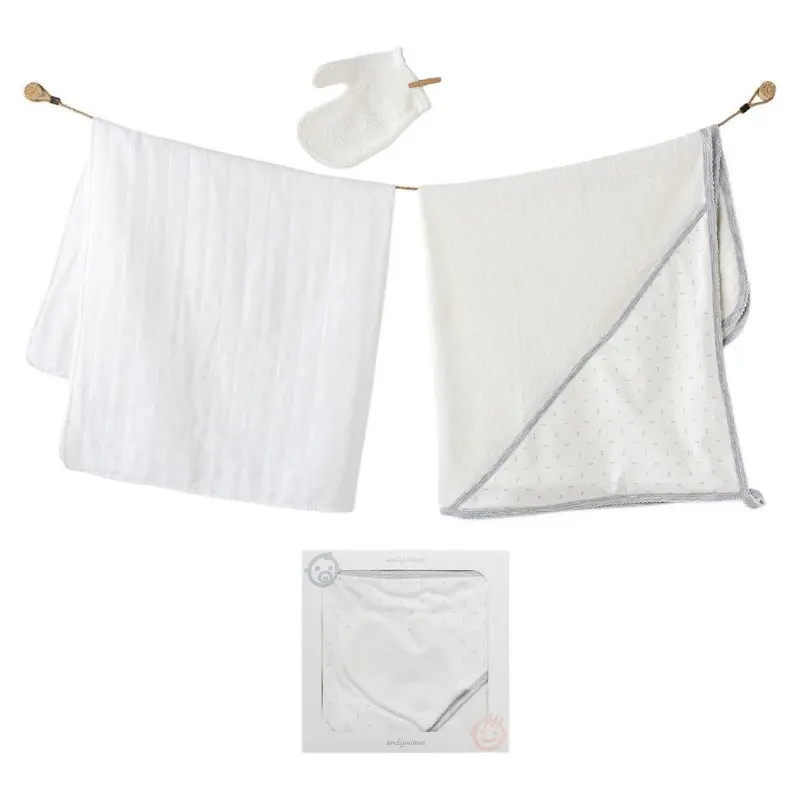 xx Andywawa Ensemble de serviettes en mousseline pour  bébé garçon 3 pièces
