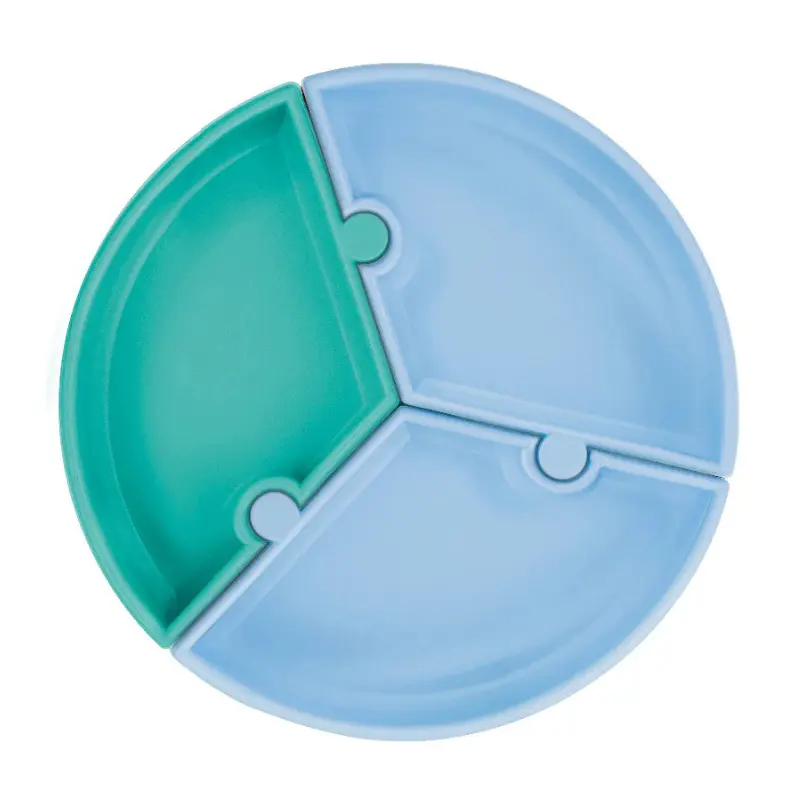 xx Assiette Puzzle MINIKOIOI avec Ventouse en Silicone – Bleue