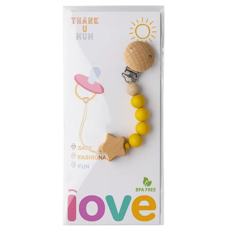 Attache-tétine en bois et silicone – Thank U MOM
