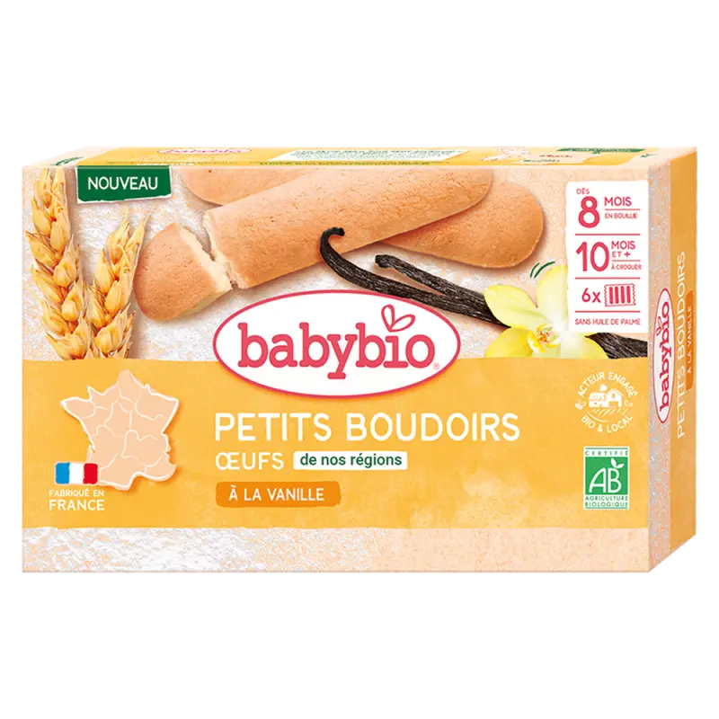 Babybio Petit Boudoir à la Vanille 10 Mois et + Bio 6 sachets de 4 biscuits