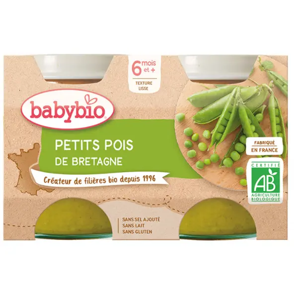 Babybio Pot petit pois 2x130 g