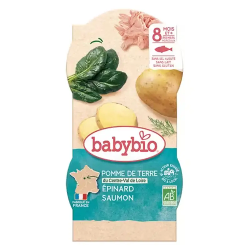 Babybio Repas Midi Bol Pomme de Terre Epinard Saumon +8m Bio 2 x 200g
