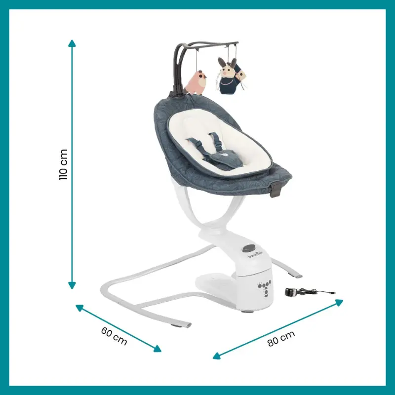 Babymoov Swoon Motion Balancelle Bébé Electrique 360° – Blue Petal