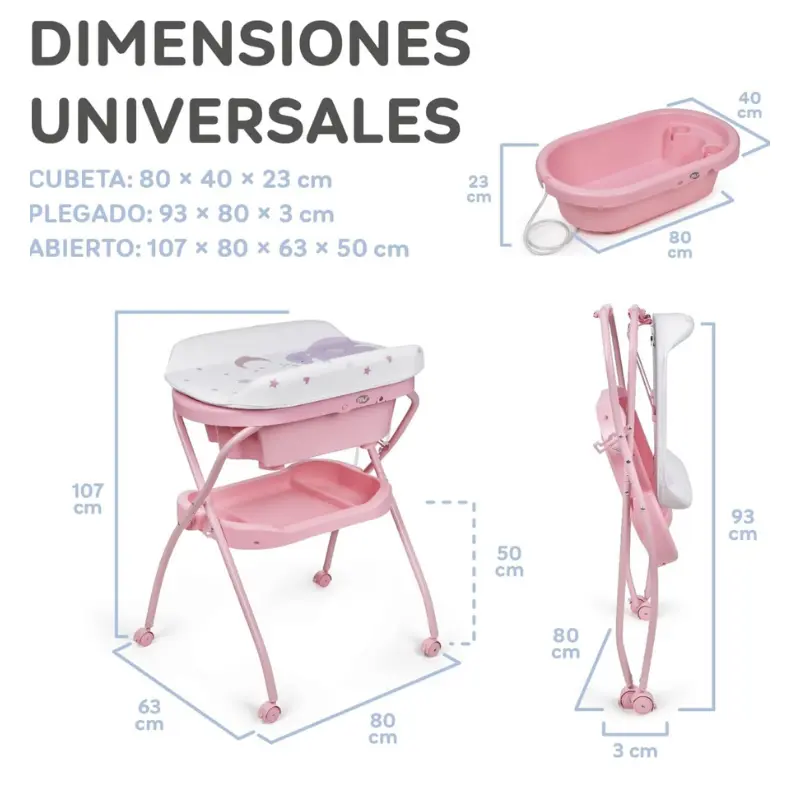 Baignoire Table à langer Bubble 2-en-1 Rose – Ms innovaciones