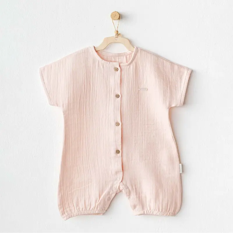 xx Barboteuse en mousseline rose - Andywawa