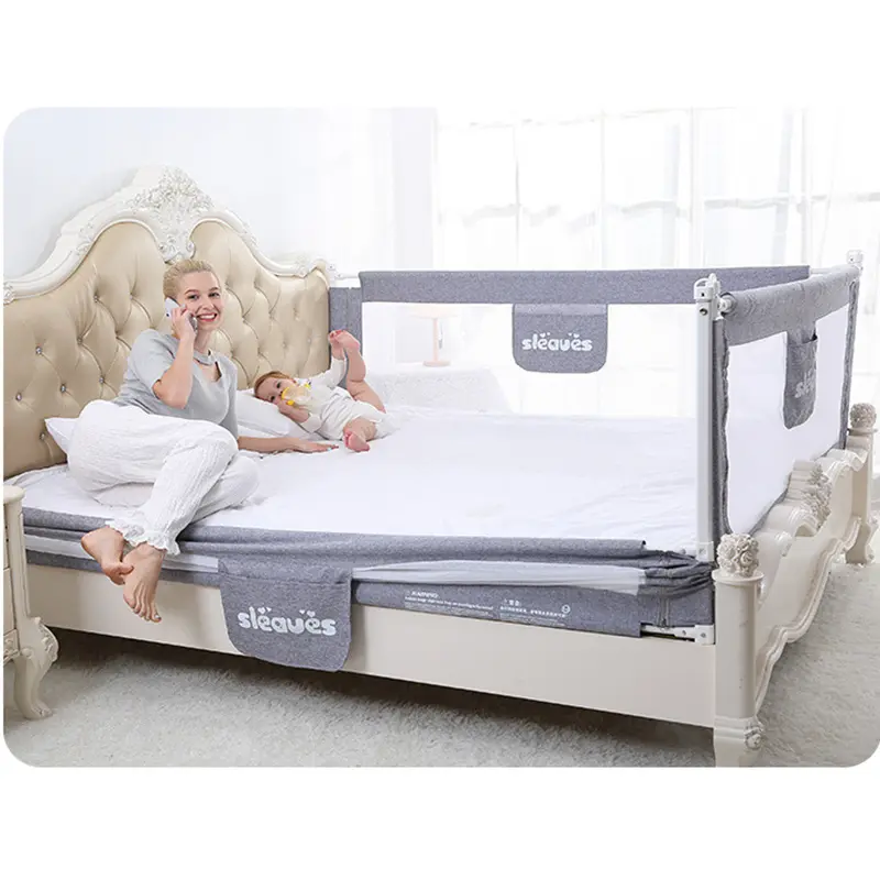 Barrière de lit pour la sécurité de bébé Gris 1.5M