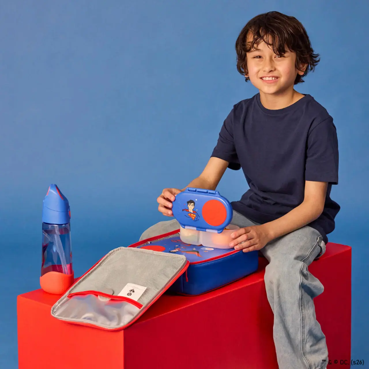 B.box Snackbox Superman – Boîte à Goûter Compartimentée pour Enfant