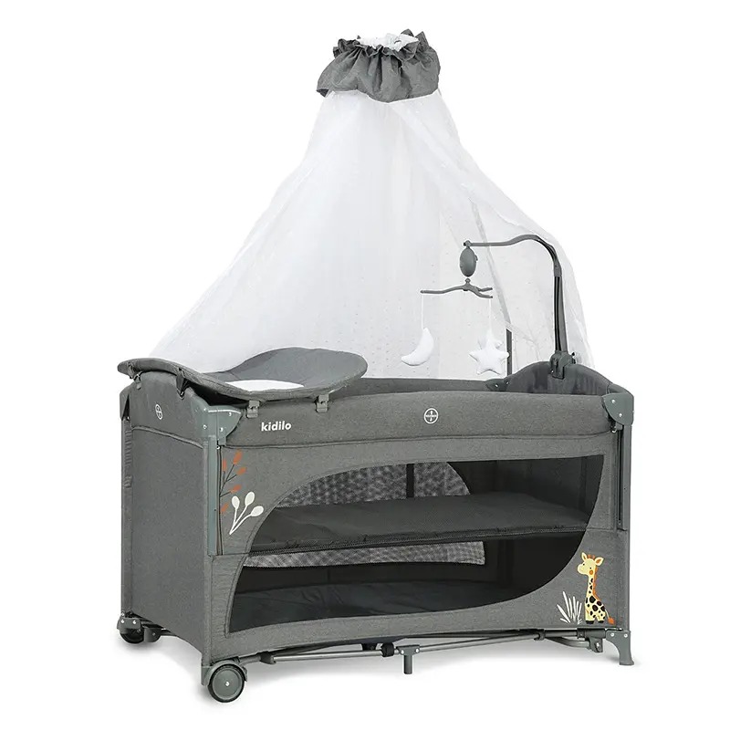 xx Berceau convertible 3 en 1 pour bébé T-704L Gris