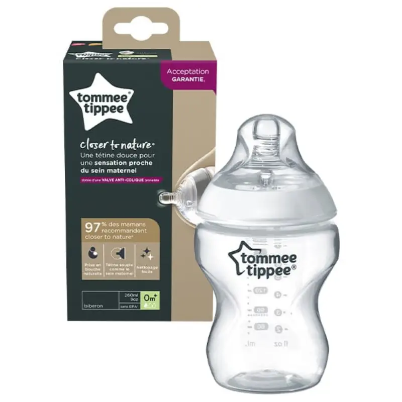 xx Biberon blanc TOMMEE TIPPEE CLOSER TO NATURE 0M+ 260ML