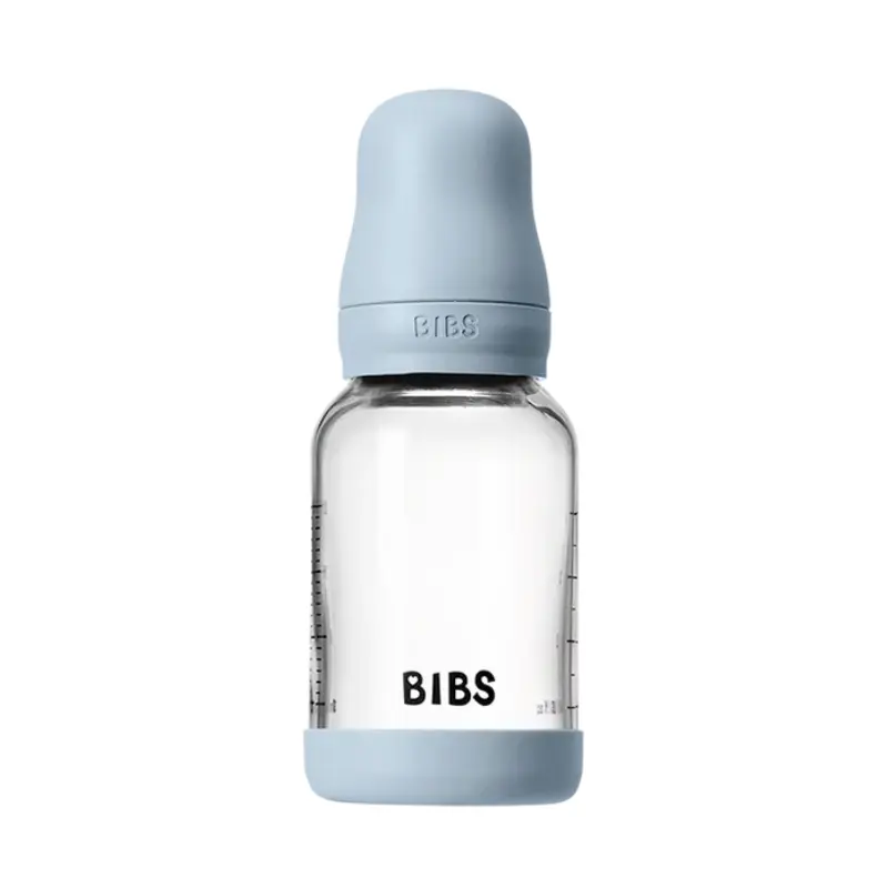 Biberon en Verre 120ml avec Tétine en Latex Débit lent – BIBS - Baby Blue