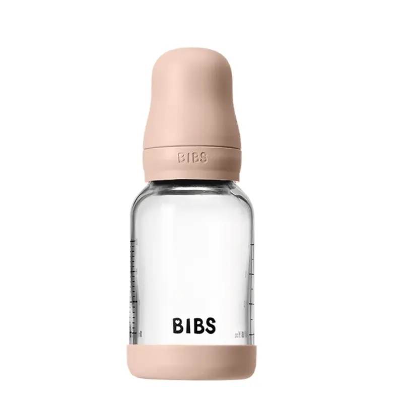 xx Biberon en Verre 120ml avec Tétine en Latex Débit lent – BIBS - Blush