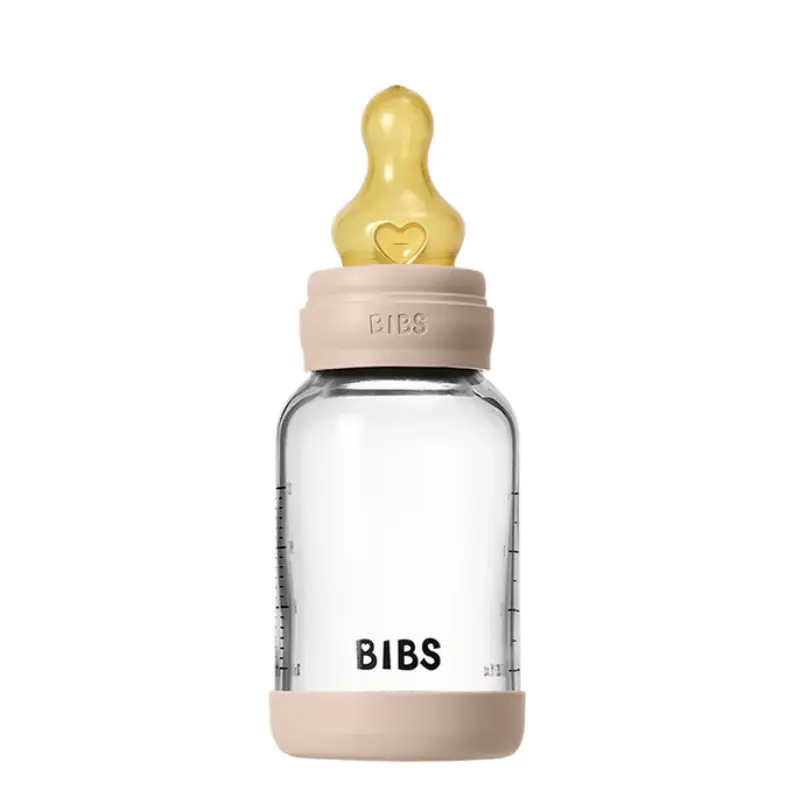 Biberon en Verre 120ml avec Tétine en Latex Débit lent – BIBS - Blush