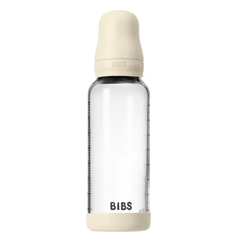 Biberon en Verre 240ml avec Tétine en Latex Débit Moyen - Ivory