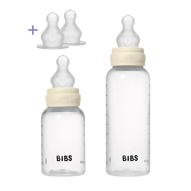Biberon Grow and Flow rond en silicone 150 ml - 270 ml Ivoire - BIBS