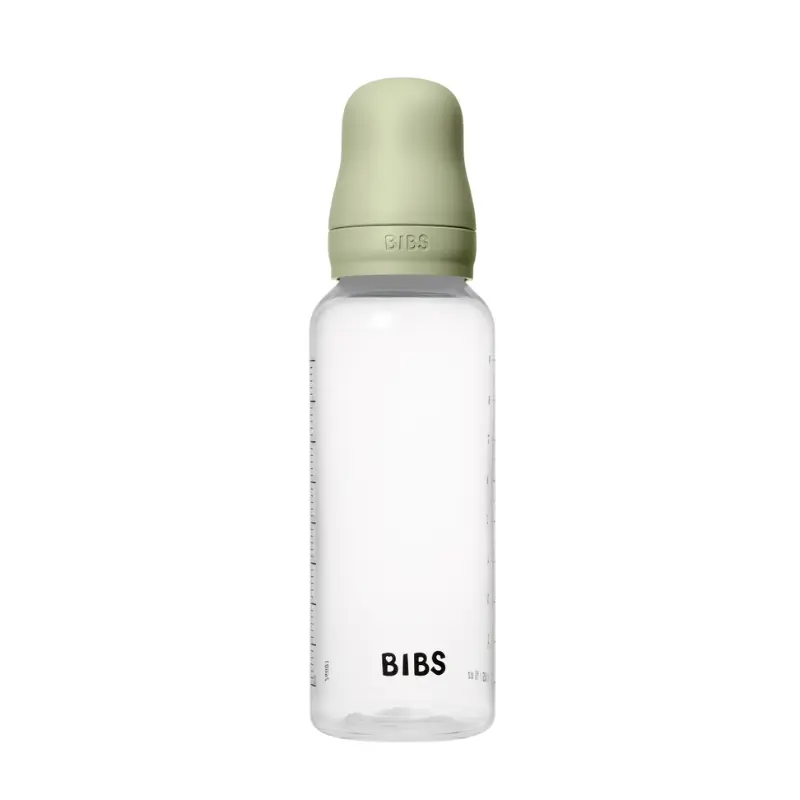 Biberon rond en silicone, 270 ml, débit moyen, couleur sauge - BIBS