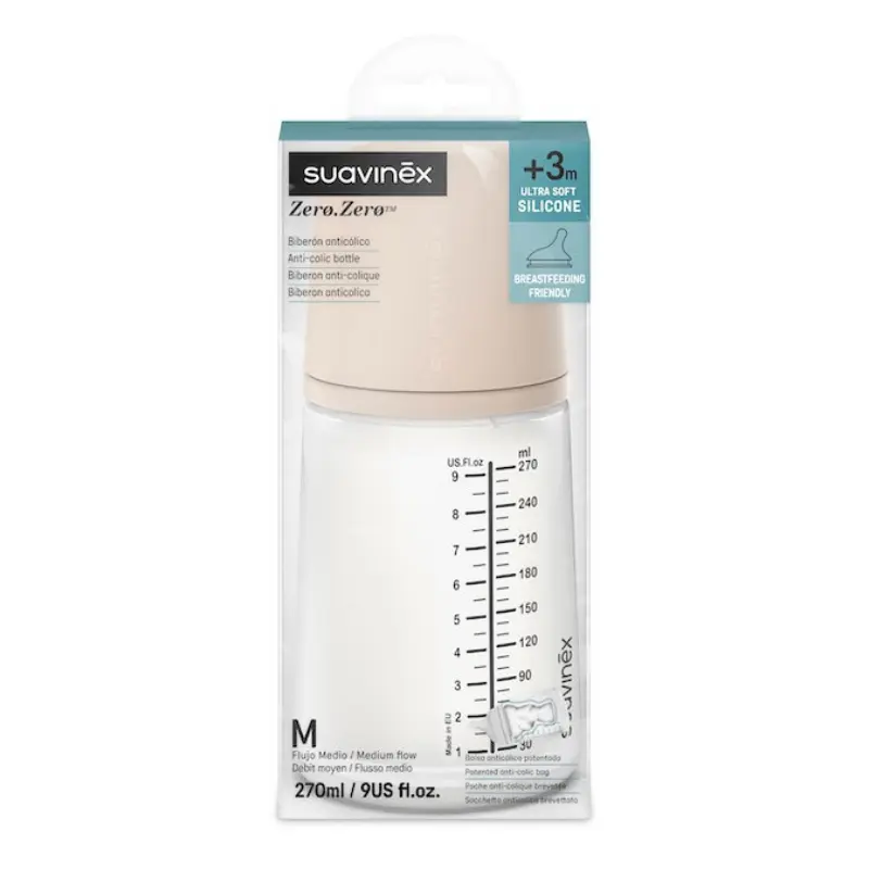 Biberon Zero-Zero Shades débit M 270ml SUAVINEX Light