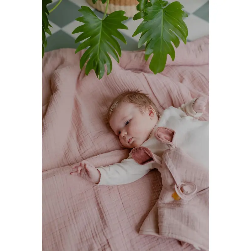 BiBS - Doudou - Kangourou Sage - 100% coton - Rose