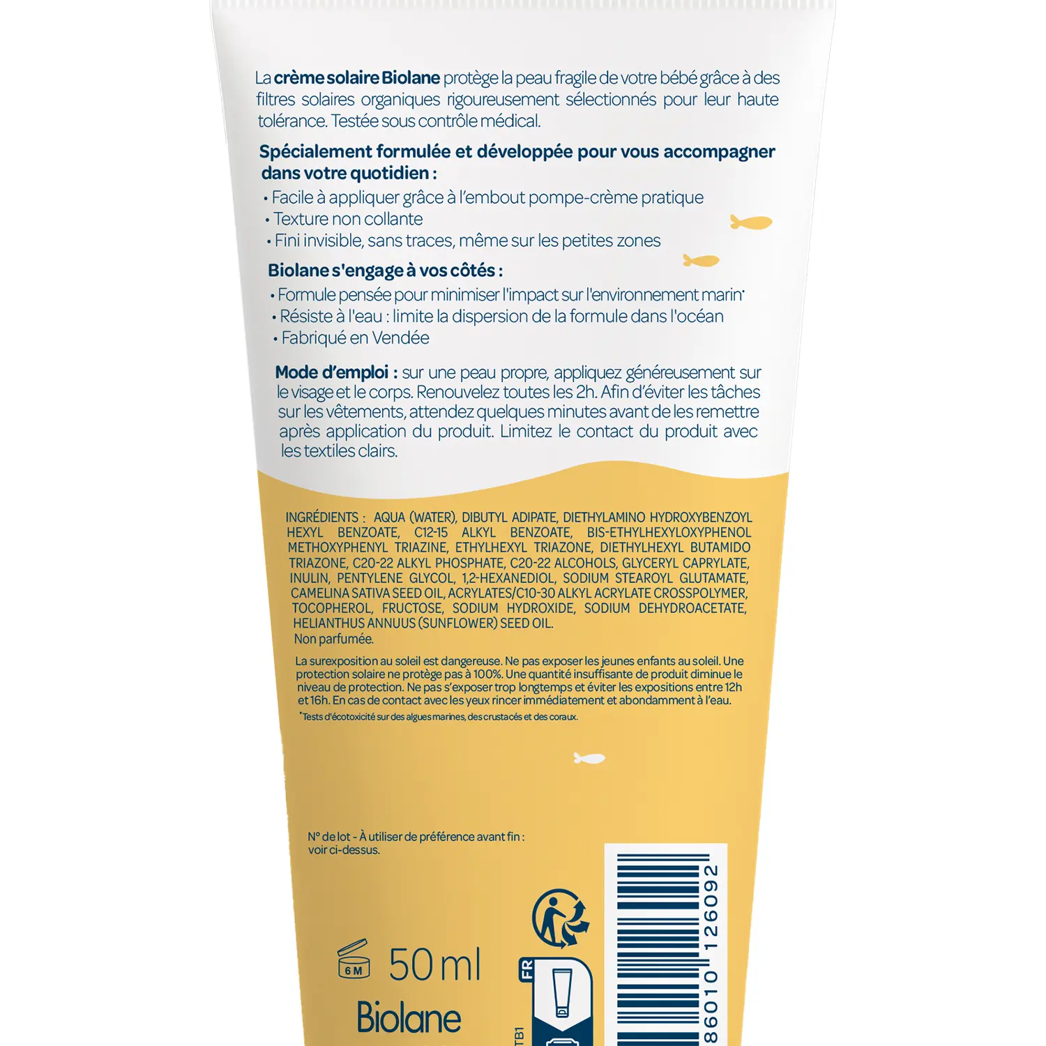 Biolane Crème solaire SPF50 Visage - Corps 50ml