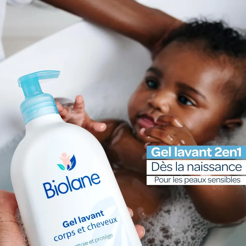 Biolane Gel Douche Bébé Corps et Cheveux 2 en 1 350ml Doux, Naturel et Peau Sensible