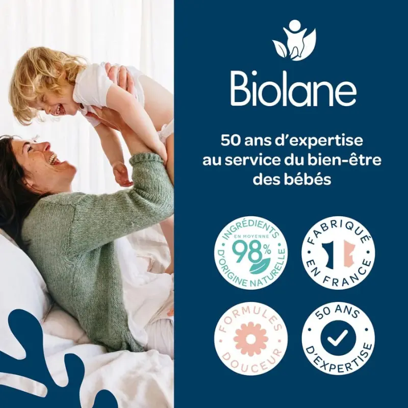 BIOLANE Gel Douche Bébé Corps et Cheveux 2 en 1 750 ml 97% d’origine naturelle Doux pour les peaux sensibles