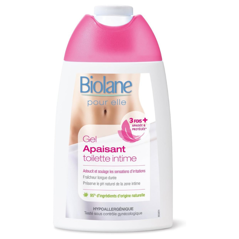 xx Biolane Gel toilette intime apaisant femme adoucit soulage les sensations d'irritation - fraîcheur - hypoallergénique - 200 ml