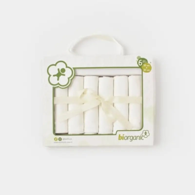xx biorganic  Lingettes bio certifiées GOTS, lot de 6, 20 x 20 cm