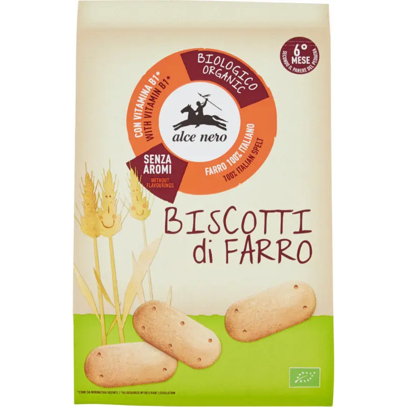 xx Biscuits Bébé Alce Nero au Blé Farro Bio 250 g – Naturels & Sains