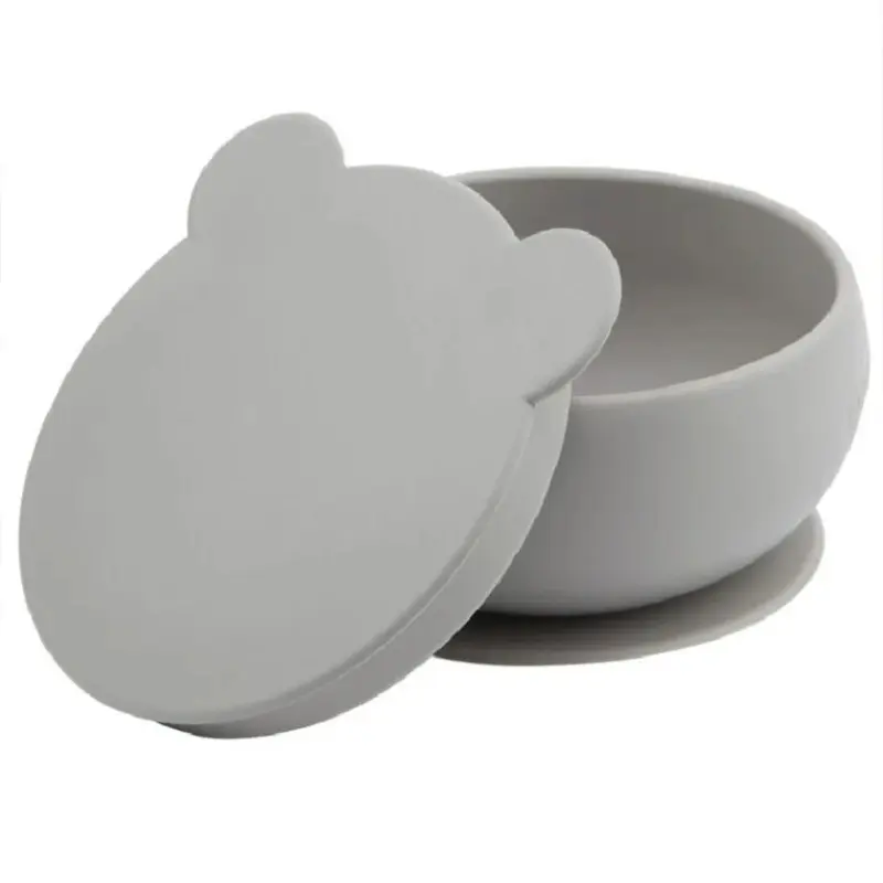 xx Bol avec Couvercle et Ventouse MINIKOIOI en Silicone – Gris