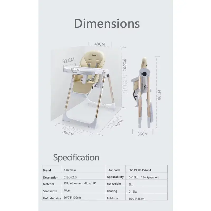 Chaise haute Cléon 3 en 1 Rose Gold – A Demain