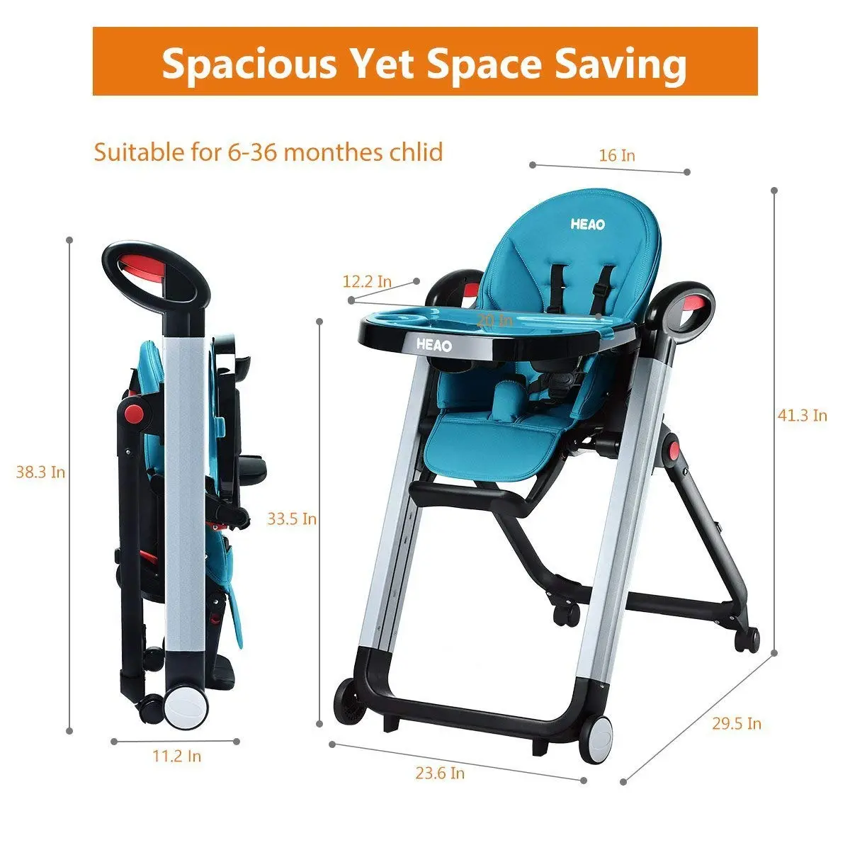 Chaise haute HEAO pour bébé – Coloris bleu