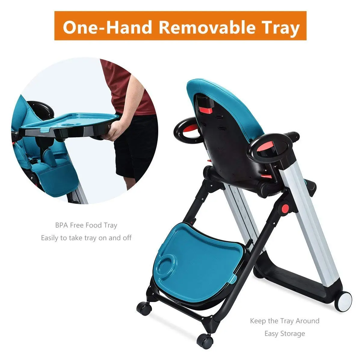 Chaise haute HEAO pour bébé – Coloris bleu