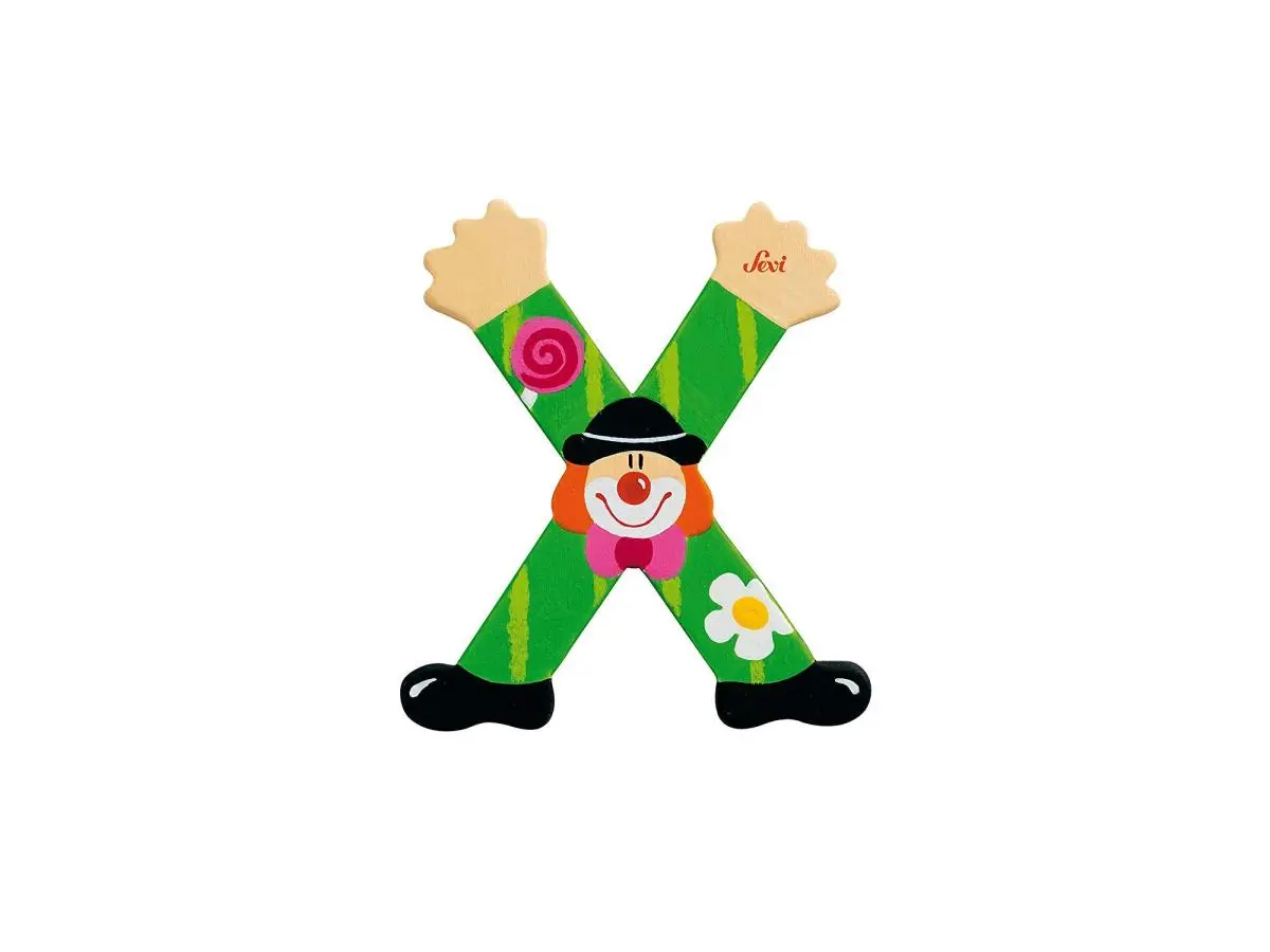 Clown de la lettre X en bois