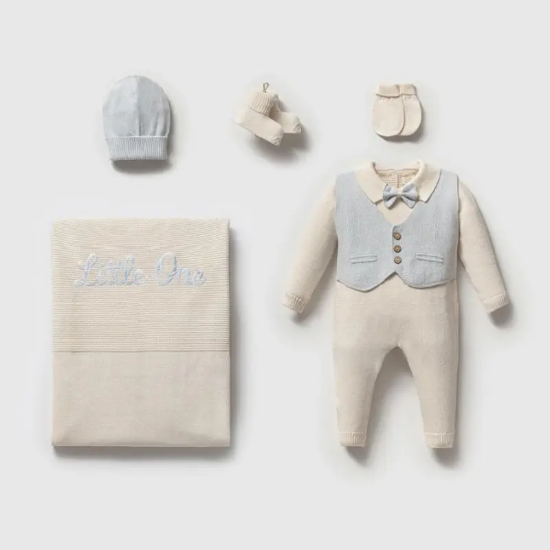 Coffret Naissance 5 Pièces Bleu Ciel – Tricot  Little One