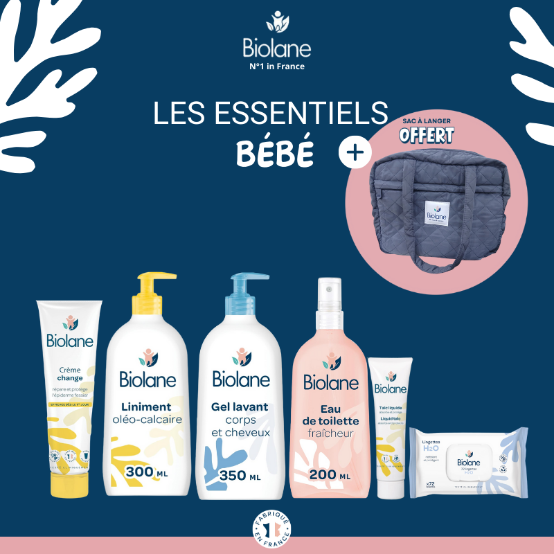 xx Coffret Naissance Biolane : 5 Produits de Soin et son Sac à Langer Matelassé OFFERT