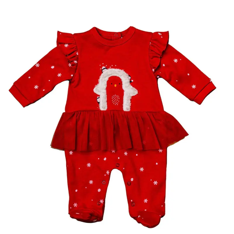 xx Combinaison bébé rouge à volants motif pingouin du Nouvel Andywawa AC23305