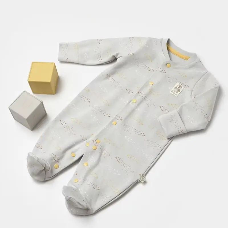 Combinaison nouveau-né  Penguin 60776 Écru Gris - Biorganic