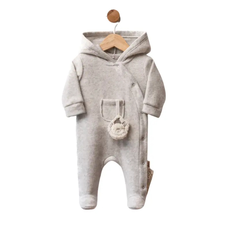 Combinaison polaire bébé avec capuche et petit pompon