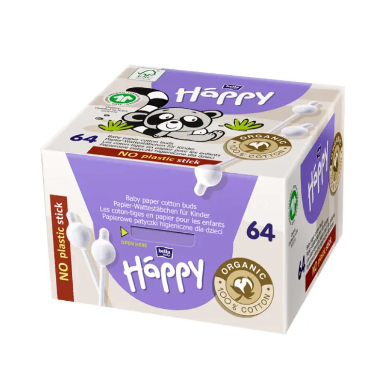 xx Cotons-tiges Bella Baby Happy 100 % bio pour enfants 64 pièces