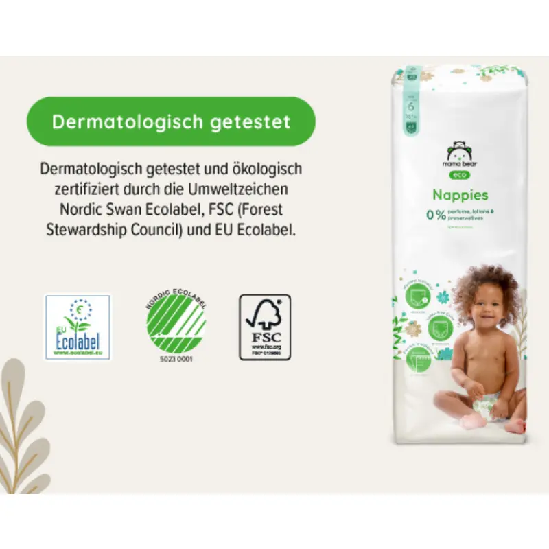Couches bébé Mama Bear Eco Taille 6 (16+ kg) – Pack 40 pièces