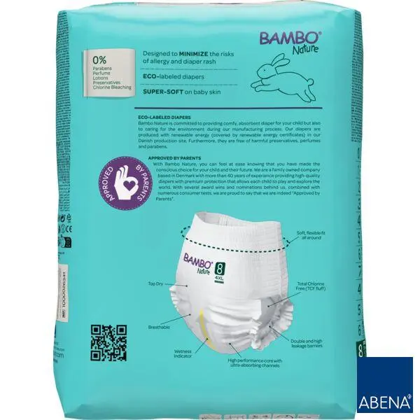 Couches-culottes Bambo Nature 8 pour enfants (19+ kg, 16 pièces)