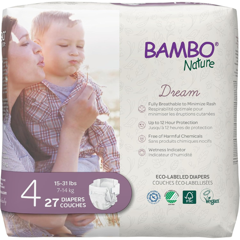 xx Couches pour bébé Bambo Nature Premium Écologiques Taille 4 Paquet de 27