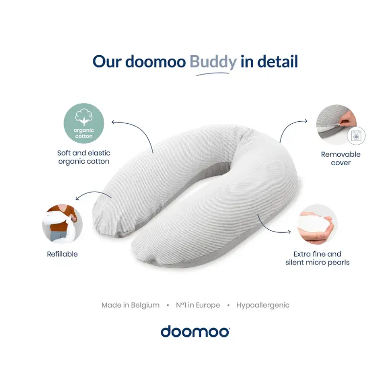 Coussin d'Allaitement et Maternité Buddy Classic - Light Gris - Doomoo